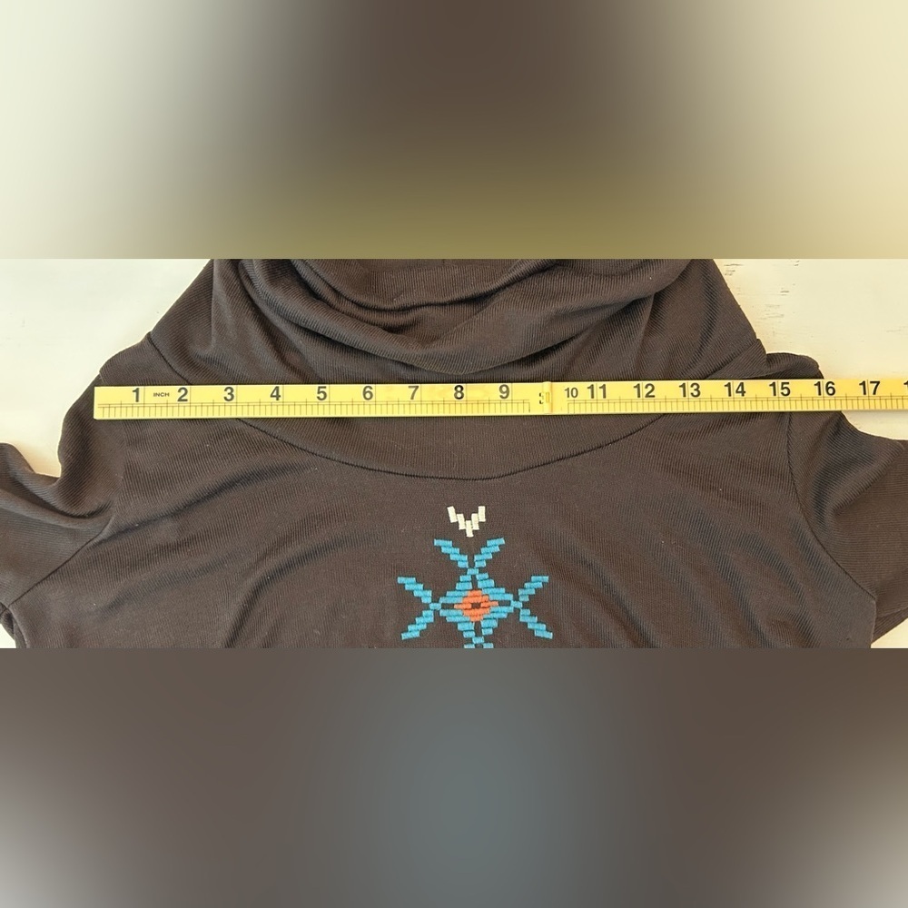 Womens Roper Brown Cowl Neck Tribal Embroidered Western Cowgirl Sweater Sz Sm - Picture 8 of 11